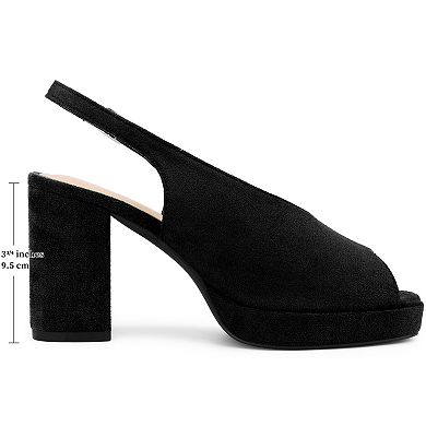 Women's Slingback Platform Heels Chunky Heel Sandals