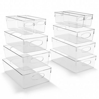 Sorbus 10 Pack Clear Plastic Storage Bins with Handle - Perfect for kitchen, bathroom, & more