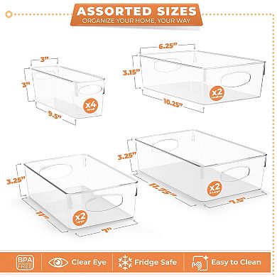 Sorbus 10 Pack Clear Plastic Storage Bins with Handle - Perfect for kitchen, bathroom, & more