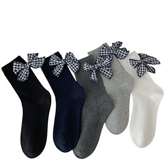 5-Pair Ankle Socks with Decorative Bow Detail Soft Knit Fabric Comfortable Everyday Giftable Sock