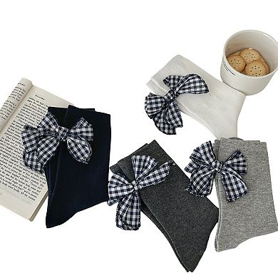 5-Pair Ankle Socks with Decorative Bow Detail Soft Knit Fabric Comfortable Everyday Giftable Sock