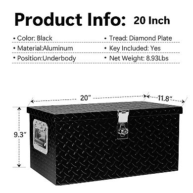ELEMENT ACE 20 Inch Aluminum Tool Storage Box with Lock for Vehicle Mounting