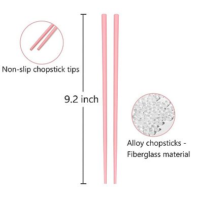 5 pairs Fiberglass Chopsticks Reusable Dishwasher Safe Non-slip