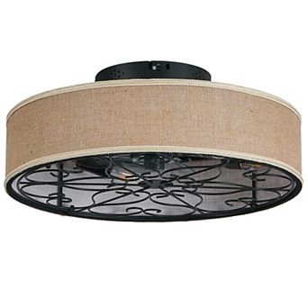 ELEMENT ACE Flush Mount Caged Ceiling Fan with Integrated LED Light and Remote Control