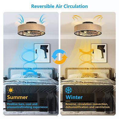 ELEMENT ACE Flush Mount Caged Ceiling Fan with Integrated LED Light and Remote Control