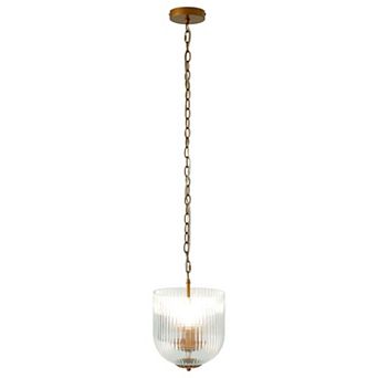 ELEMENT ACE Contemporary Pendant Light Fixture with Gold Accents and Glass Shade