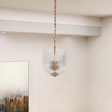 ELEMENT ACE Contemporary Pendant Light Fixture with Gold Accents and Glass Shade