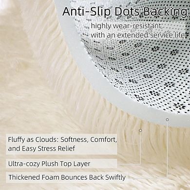 2x3 Fluffy Cream Rug, Soft Non-Slip Area Rug for Bedroom or Kids Room
