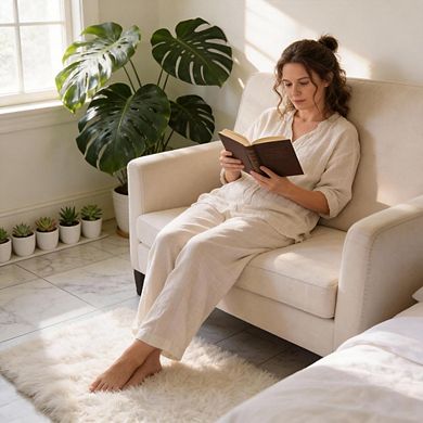 2x3 Fluffy Cream Rug, Soft Non-Slip Area Rug for Bedroom or Kids Room