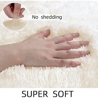 2x3 Fluffy Cream Rug, Soft Non-Slip Area Rug for Bedroom or Kids Room