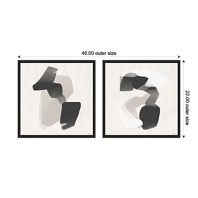 Abstract Neutral 01 & 02 2 Piece Framed Canvas Wall Art Set by Gabrielly Guedes
