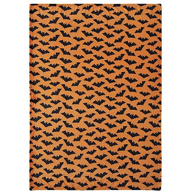 Kate Aurora Halloween Spooky Bats Pumpkin Orange and Black Ultra Soft and Plush Accent Throw Blanket