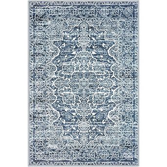 2x3 Entryway Rug Non-Slip Washable Blue Vintage Floral Door Mat