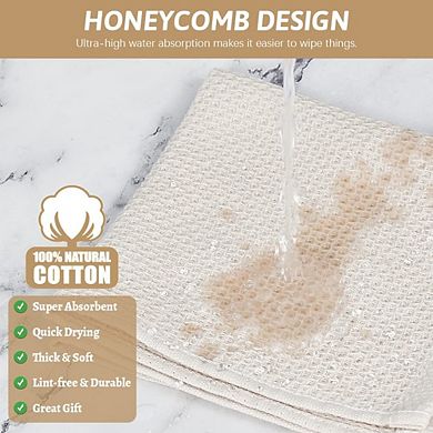 6 Pack Cotton Dish Towels, Absorbent, Quick Dry, Durable