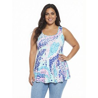 Plus Size 24Seven Comfort Apparel Abstract Tunic Tank Top
