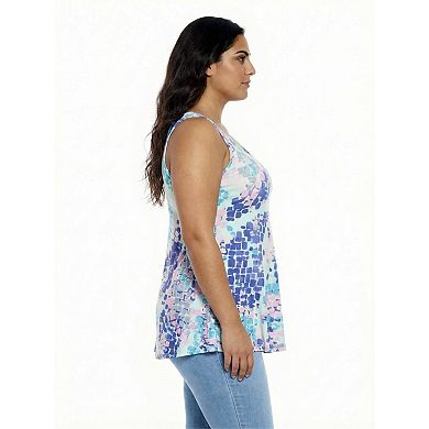 Plus Size 24Seven Comfort Apparel Abstract Tunic Tank Top