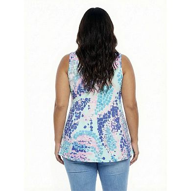 Plus Size 24Seven Comfort Apparel Abstract Tunic Tank Top