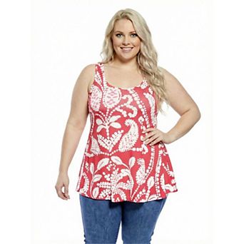 Plus Size 24Seven Comfort Apparel Essential Scoop Neck Tunic Tank Top