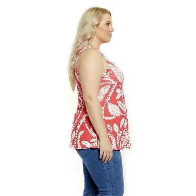 Plus Size 24Seven Comfort Apparel Essential Scoop Neck Tunic Tank Top