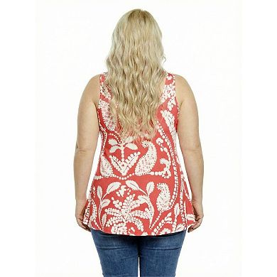 Plus Size 24Seven Comfort Apparel Essential Scoop Neck Tunic Tank Top