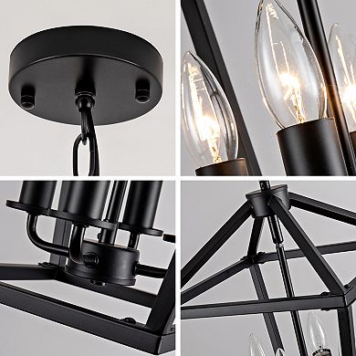 ELEMENT ACE Farmhouse Lantern Chandelier Five-Light Industrial Ceiling Fixture Adjustable Height