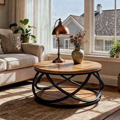 31.5" Dual Layer Coffee Table with Storage