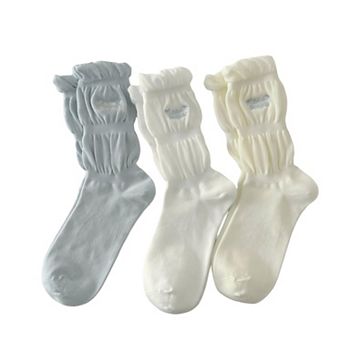 3-Pair Ruffle Crew Socks Soft Stretch Knit Scrunch Detail Comfortable Everyday Giftable Sock Set