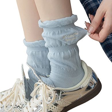 3-Pair Ruffle Crew Socks Soft Stretch Knit Scrunch Detail Comfortable Everyday Giftable Sock Set