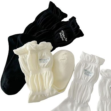 3-Pair Ruffle Crew Socks Soft Stretch Knit Scrunch Detail Comfortable Everyday Giftable Sock Set