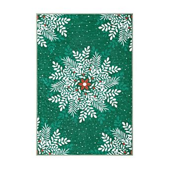 Christmas Snowflake Fantasy Plush Area Rug - Holiday Decor for Living Room, Bedroom