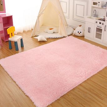 Fluffy Area Rug Faux Fur Non-Shedding Carpet for Bedroom, Soft Shaggy Rug Anti