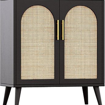 Sideboard Rattan Storage Console Cabinet