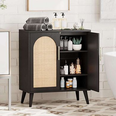 Sideboard Rattan Storage Console Cabinet