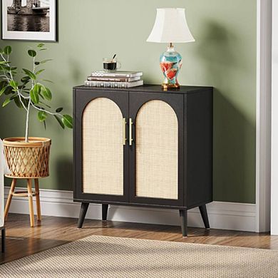 Sideboard Rattan Storage Console Cabinet