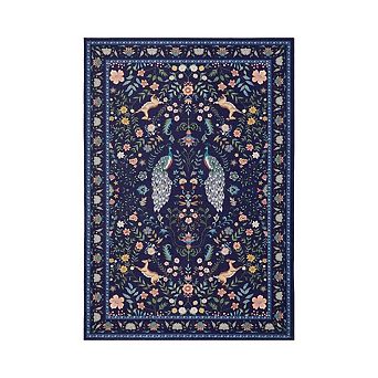 Floral Peacock Print Washable Runner Rug, Non-Slip Non-Shedding Low Pile Hallway Entryway Bedside