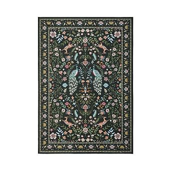Floral Peacock Print Washable Runner Rug, Non-Slip Non-Shedding Low Pile Hallway Entryway Bedside