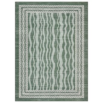 Geometric Sand Print Area Rug - Washable Polyester Velvet Carpet with Non-Slip Back