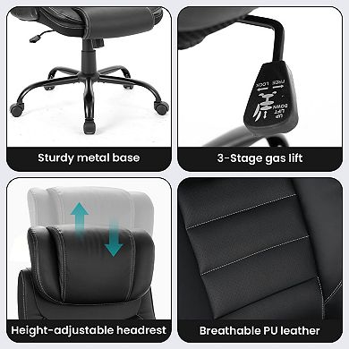 ANIXOL Big & Tall Executive Chair with Adjustable Headrest & Lumbar Support