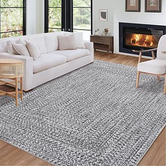 Machine Washable Area Rug for Living Room Non-Slip Bedroom Stain Resistant & Low Pile Modern Rug