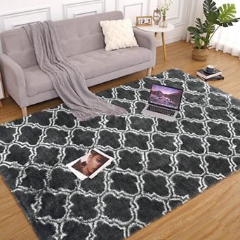 Shag Area Rug for Living Room Runner Rug Shaggy Rug Kids Rug Plush Rug Trellis Bedroom Carpet