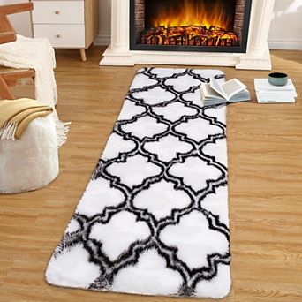 Shag Area Rug for Living Room Runner Rug Shaggy Rug Kids Rug Plush Rug Trellis Bedroom Carpet