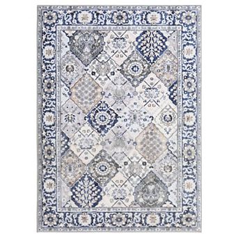 Vintage Floral Area Rug, Stain Resistant Washable Indoor Print Carpet for Living Room Kitchen