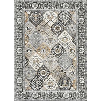 Vintage Floral Area Rug, Stain Resistant Washable Indoor Print Carpet for Living Room Kitchen