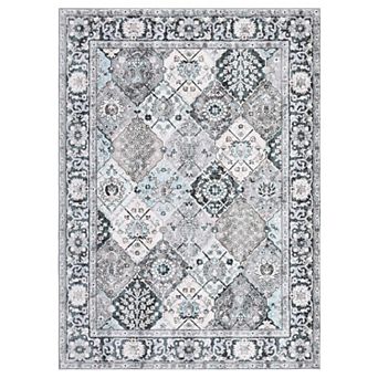 Vintage Floral Area Rug, Stain Resistant Washable Indoor Print Carpet for Living Room Kitchen