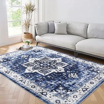 Washable Rugs for Hallway Vintage Distressed Rug Non-Slip Kitchen Rugs Oriental Area Rug