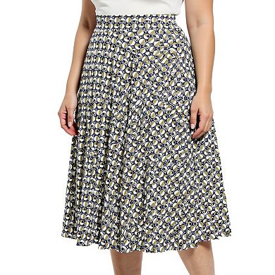 Plus Size 24Seven Comfort Apparel Geometric Elastic Waist Pocket A-Line Skirt