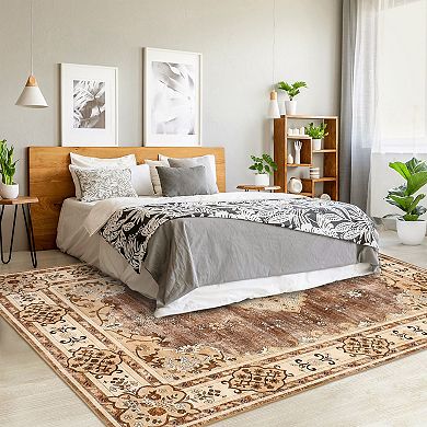 Plush 1208gsm Persian Pattern Washable Non-Slip Area Rug