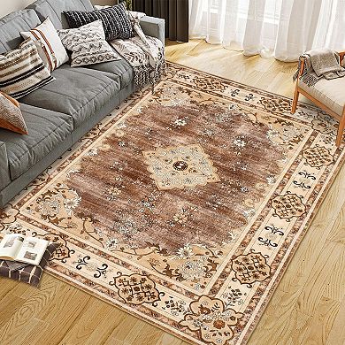 Plush 1208gsm Persian Pattern Washable Non-Slip Area Rug