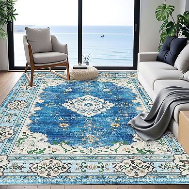 Plush 1208gsm Persian Pattern Washable Non-Slip Area Rug