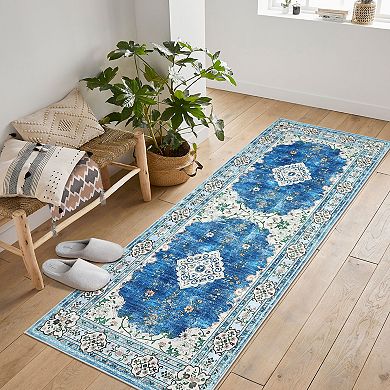 Plush 1208gsm Persian Pattern Washable Non-Slip Area Rug